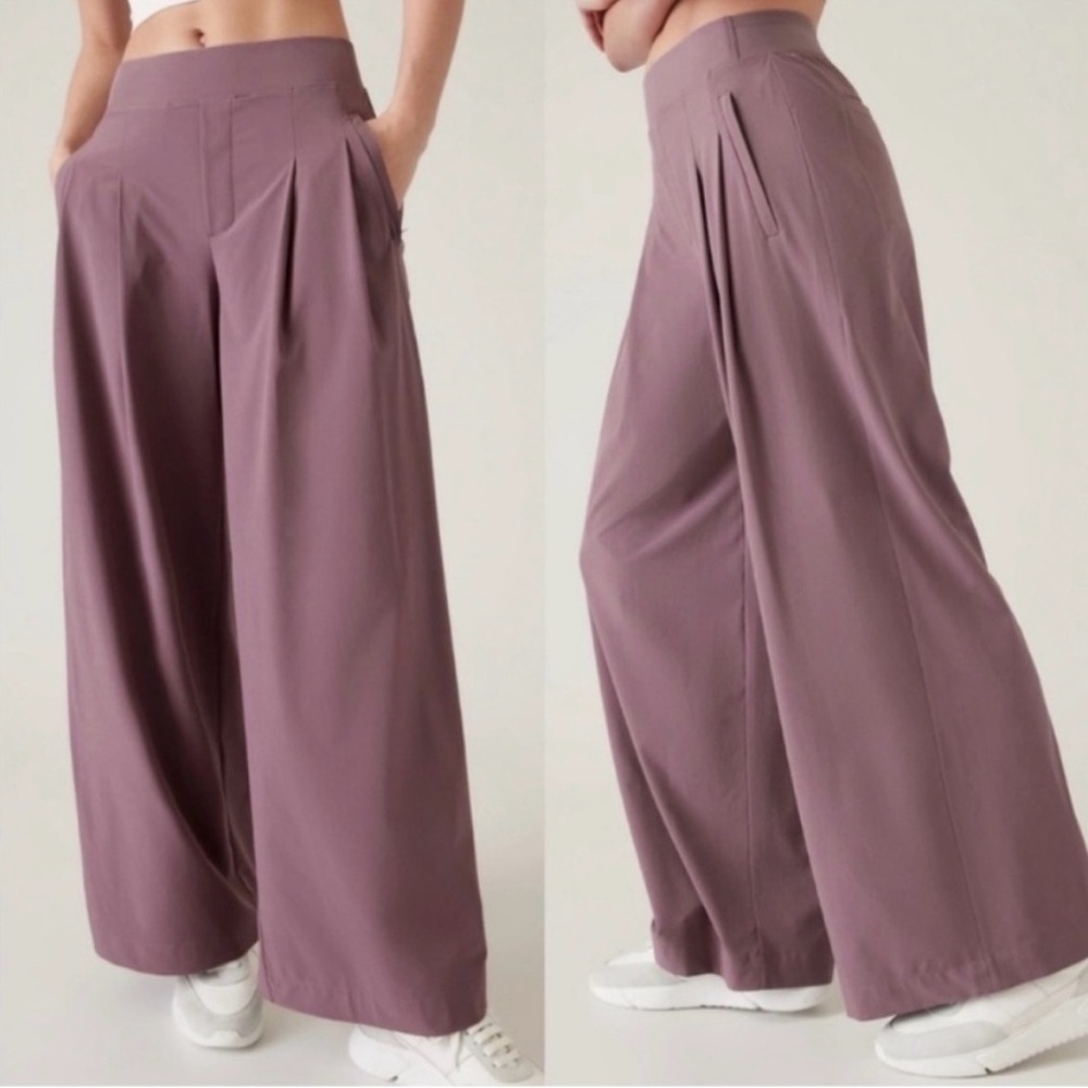 Athleta Brooklyn Heights lightweight wide leg pants. Size 8 Damask Mauve